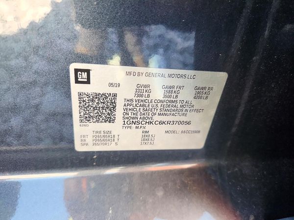2019 CHEVROLET SUBURBAN LT — VINS