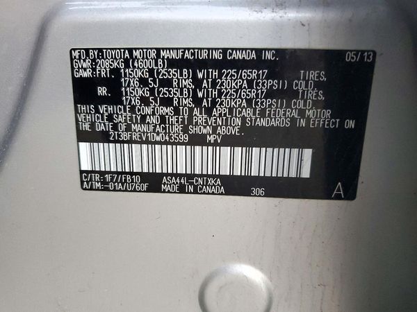 2013 TOYOTA RAV4 Standard — VINS