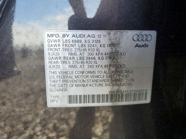 2012 AUDI Q7 S Line Prestige — VINS