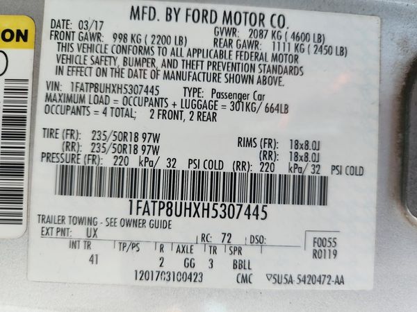 2017 FORD MUSTANG I4 Convertible — VINS