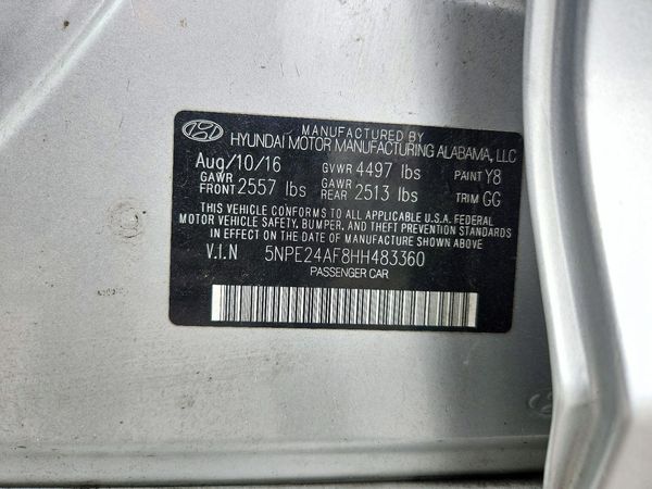 2017 HYUNDAI SONATA SE, Eco — VINS