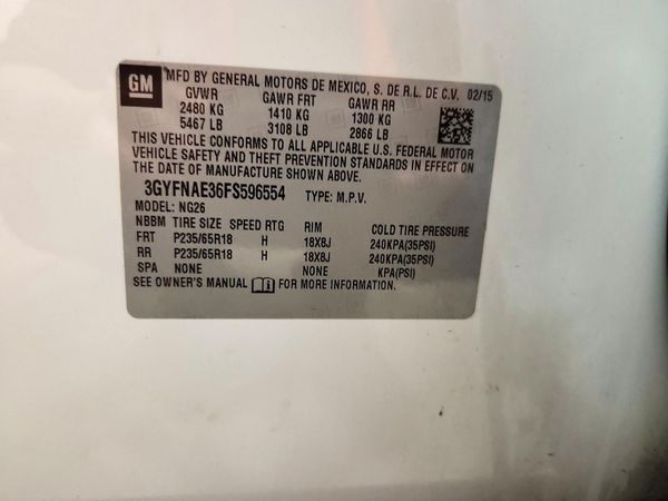 2015 CADILLAC SRX Standard — VINS