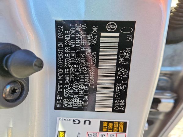 2022 TOYOTA PRIUS — VINS