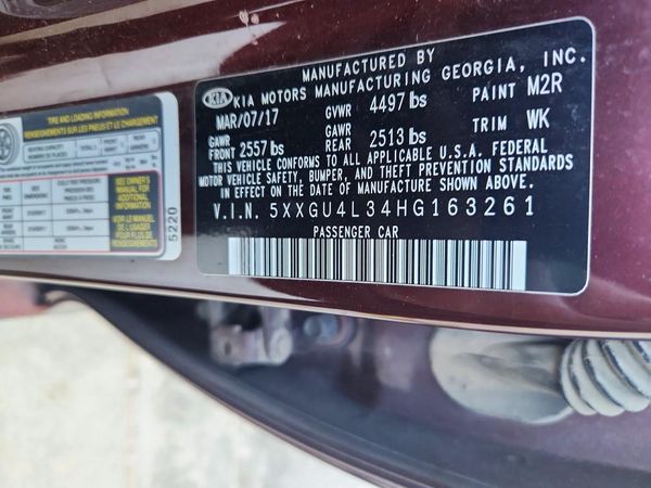 2017 KIA OPTIMA EX/EX Prem/EX Prem Plus — VINS