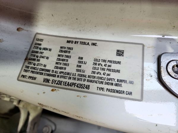 2023 TESLA MODEL 3 — VINS