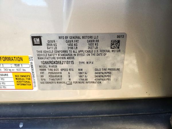 2014 CHEVROLET TRAVERSE 1LT — VINS