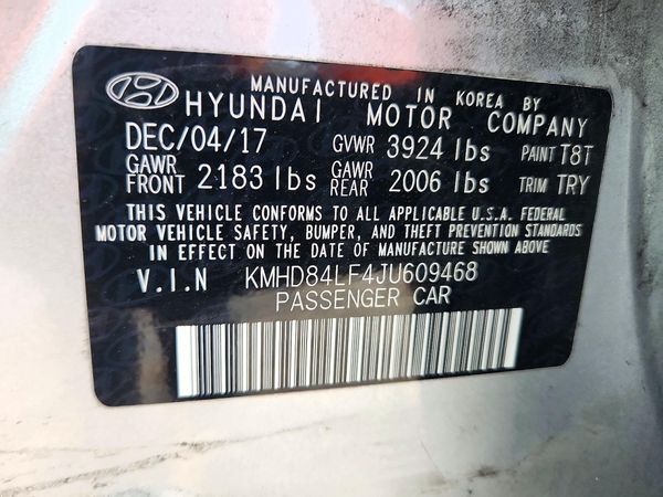 2018 HYUNDAI ELANTRA — VINS