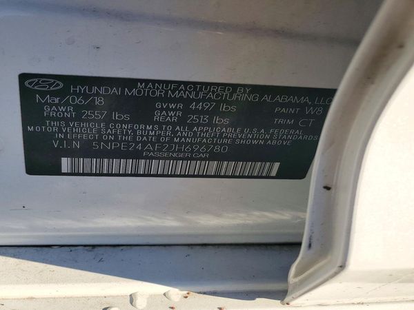 2018 HYUNDAI SONATA SE, Eco — VINS