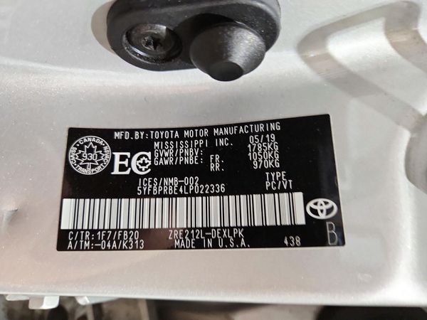 2020 TOYOTA COROLLA LE — VINS
