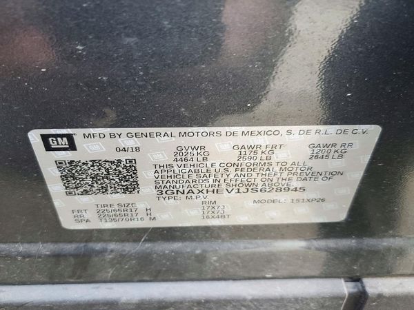 2018 CHEVROLET EQUINOX LS — VINS