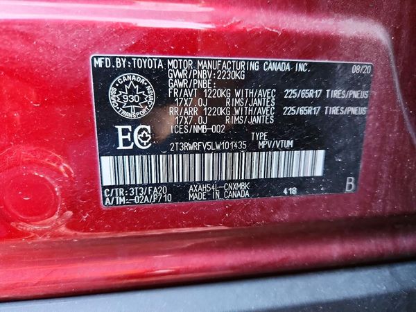 2020 TOYOTA RAV4 XLE HV — VINS