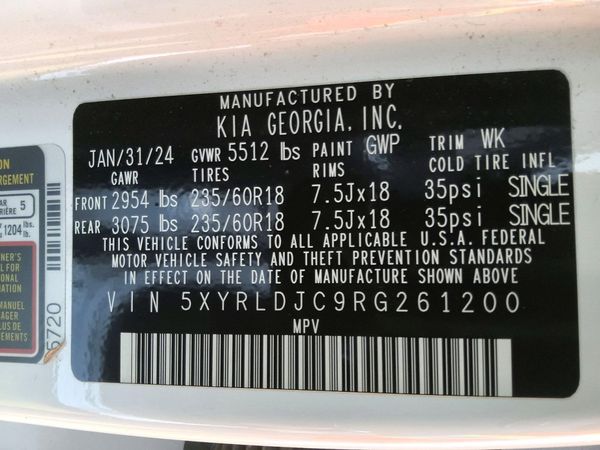 2024 KIA SORENTO S — VINS