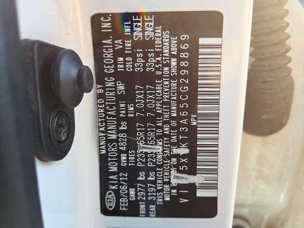 2012 KIA SORENTO GL(Middle-low grade) — VINS