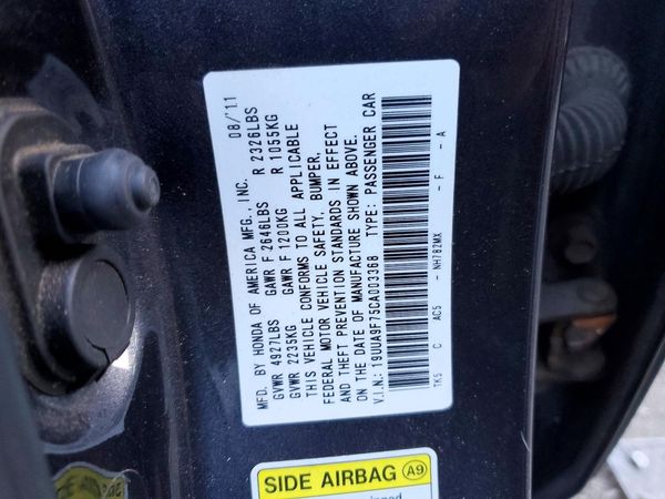 2012 ACURA TL — VINS