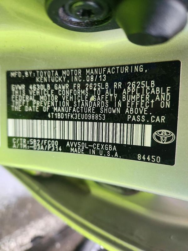 2014 TOYOTA CAMRY SOLA Hybrid — VINS