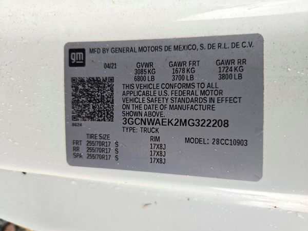 2021 CHEVROLET SILVERADO Work Truck — VINS
