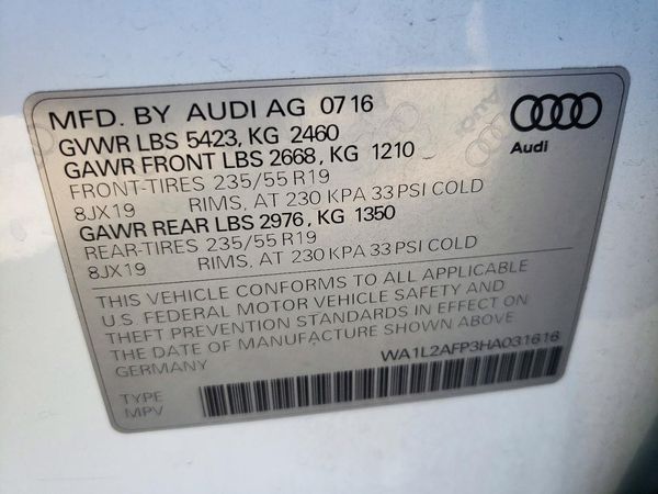 2017 AUDI Q5 quattro Premium Plus — VINS