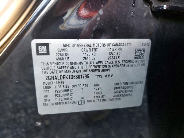 2013 CHEVROLET EQUINOX 1LT — VINS