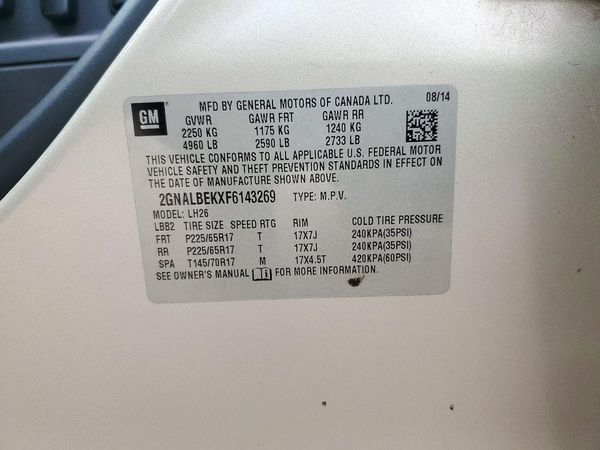 2015 CHEVROLET EQUINOX 1LT — VINS