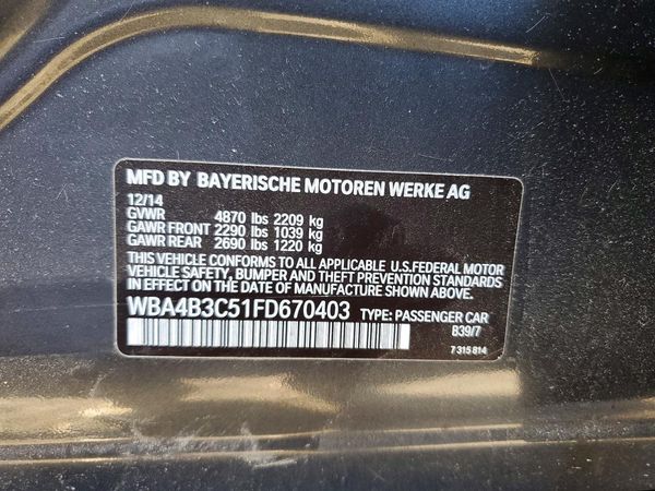 2015 BMW 4 SERIES xDrive GC — VINS