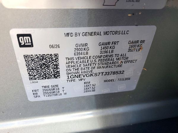 2026 CHEVROLET TRAVERSE LT — VINS