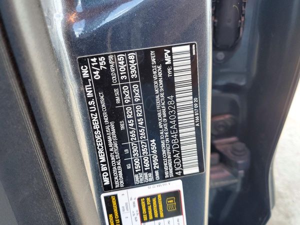 2014 MERCEDES-BENZ ML ML550 4-MATIC — VINS