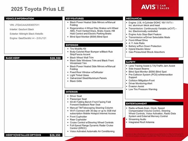 2025 TOYOTA PRIUS
