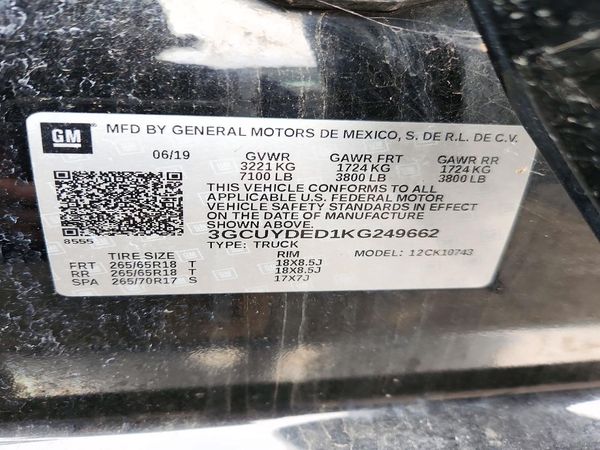 2019 CHEVROLET SILVERADO LT — VINS