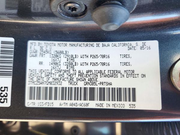 2016 TOYOTA TACOMA — VINS