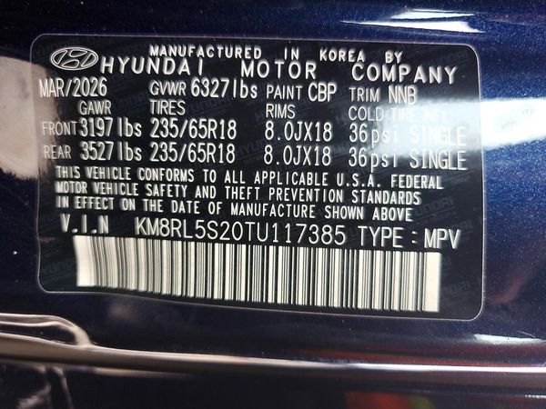 2026 HYUNDAI PALISADE SEL — VINS