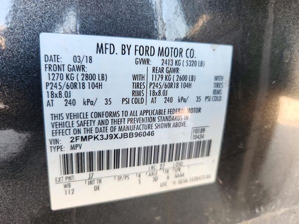 2018 FORD EDGE SEL — VINS