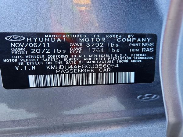 2012 HYUNDAI ELANTRA GLS(Middle grade) — VINS