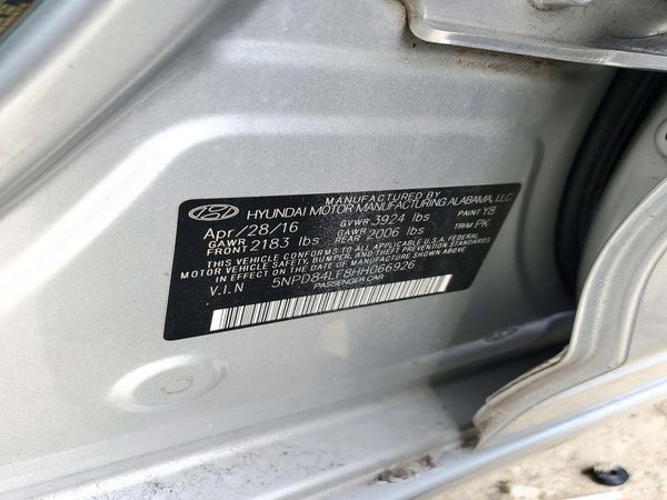 2017 HYUNDAI ELANTRA — VINS