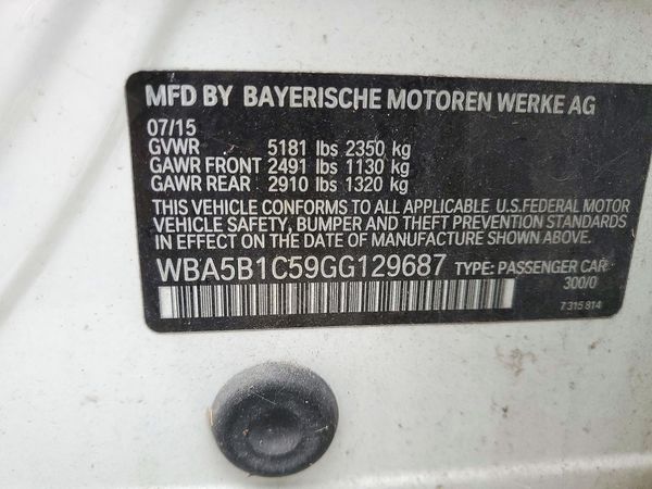 2016 BMW 5 SERIES — VINS