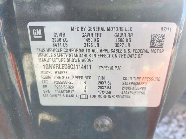 2012 CHEVROLET TRAVERSE LTZ — VINS