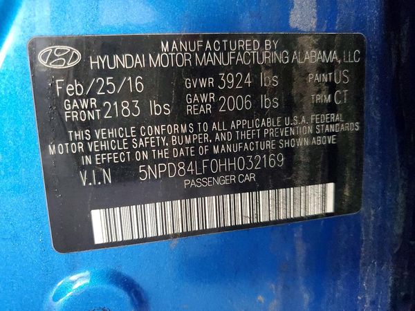 2017 HYUNDAI ELANTRA — VINS