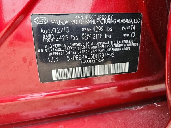 2013 HYUNDAI SONATA GLS/ GLS Popular — VINS
