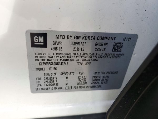 2022 CHEVROLET TRAILBLAZE LT — VINS