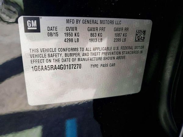 2016 CADILLAC ATS Standard — VINS
