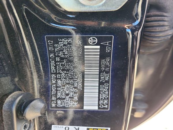 2012 TOYOTA PRIUS — VINS