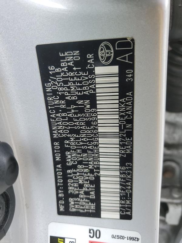 2016 TOYOTA COROLLA