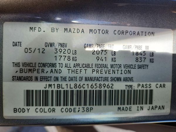 2012 MAZDA 3 Touring/GS — VINS