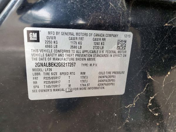 2016 CHEVROLET EQUINOX LS — VINS