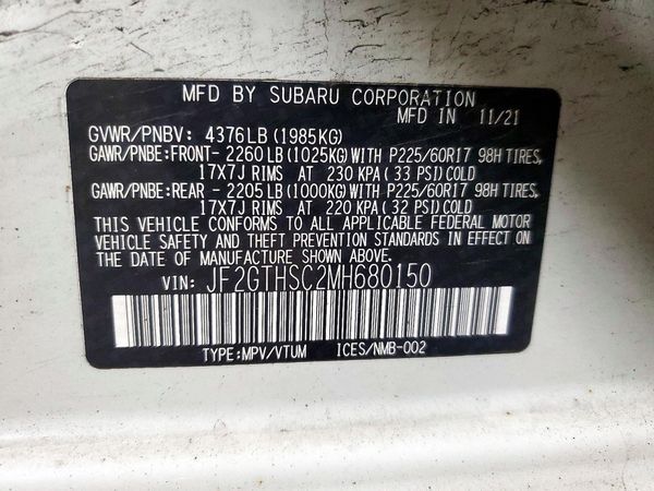 2021 SUBARU CROSSTREK Sport+ES+BSD — VINS