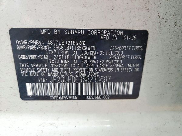 2025 SUBARU CROSSTREK Premium — VINS
