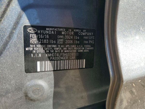 2017 HYUNDAI ELANTRA SE Base — VINS