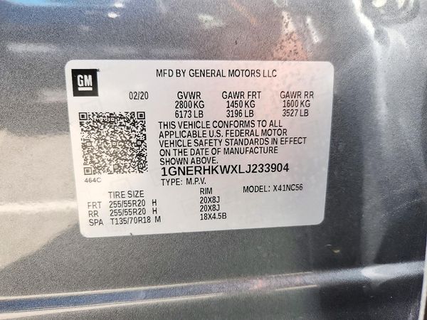 2020 CHEVROLET TRAVERSE LT — VINS
