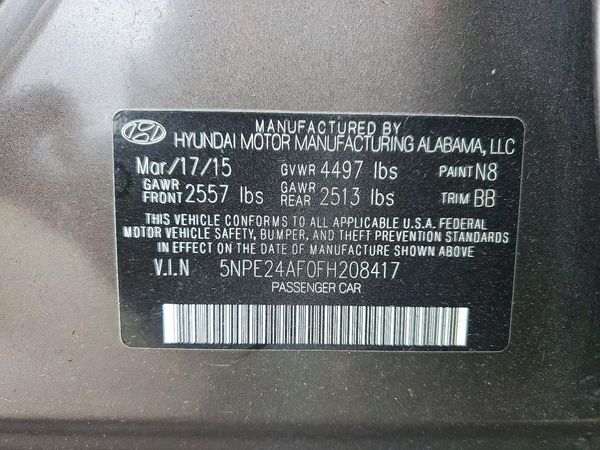 2015 HYUNDAI SONATA SE, ECO — VINS