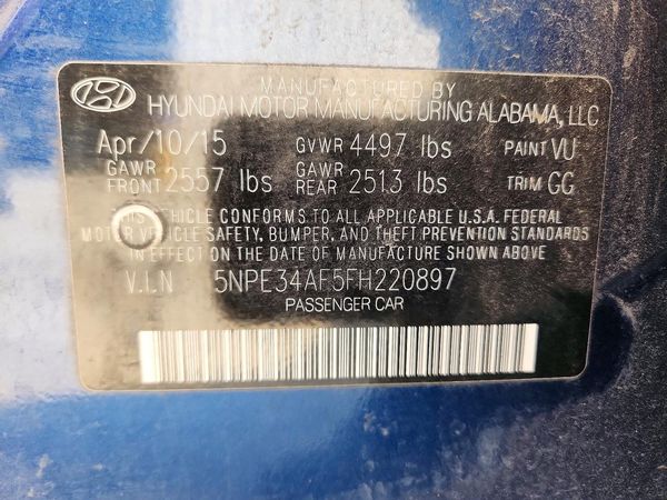 2015 HYUNDAI SONATA — VINS