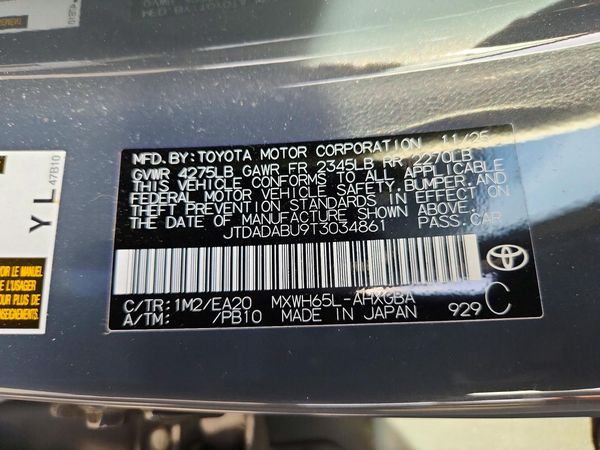 2026 TOYOTA PRIUS — VINS